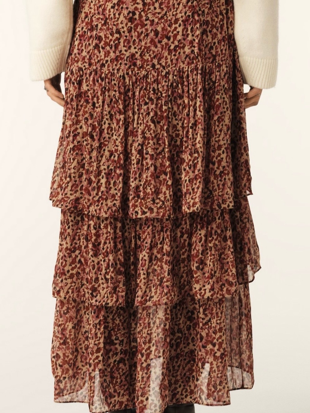 ba&sh Coccie Tired Maxi Skirt in Rust and Beige Tones